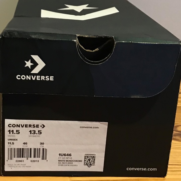 Mens Converse, All White, High Top 11.5 Sneakers! - Picture 5 of 5